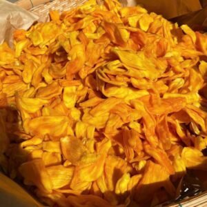 Close-up of Vietnamese Soft Dried Jackfruit with no added sugar showing soft chewy texture and natural fruit color