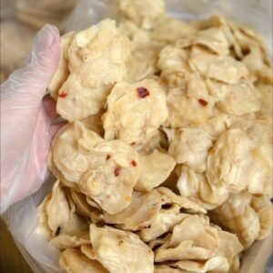 Close-up of Vietnamese Dried Soursop Snack showing its soft chewy texture and natural fruit appearance
