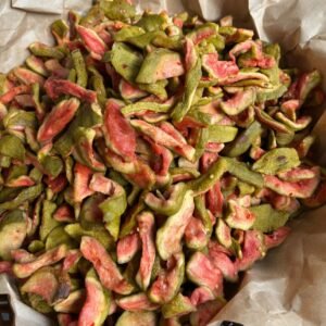 Close-up of Vietnamese Chili Salt Dried Pink Guava showing soft chewy texture and authentic chili salt seasoning