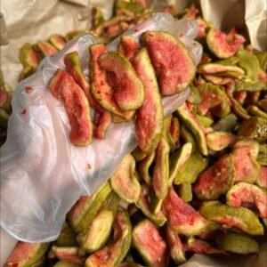 Close-up of Vietnamese Chili Salt Dried Pink Guava showing soft chewy texture and authentic chili salt seasoning