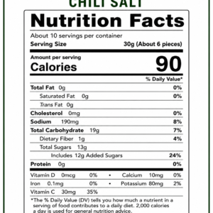 Vietnamese Dried Ambarella Nutrition Facts Label