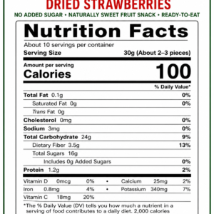 Vietnamese Unsweetened Dried Strawberries Nutrition Facts