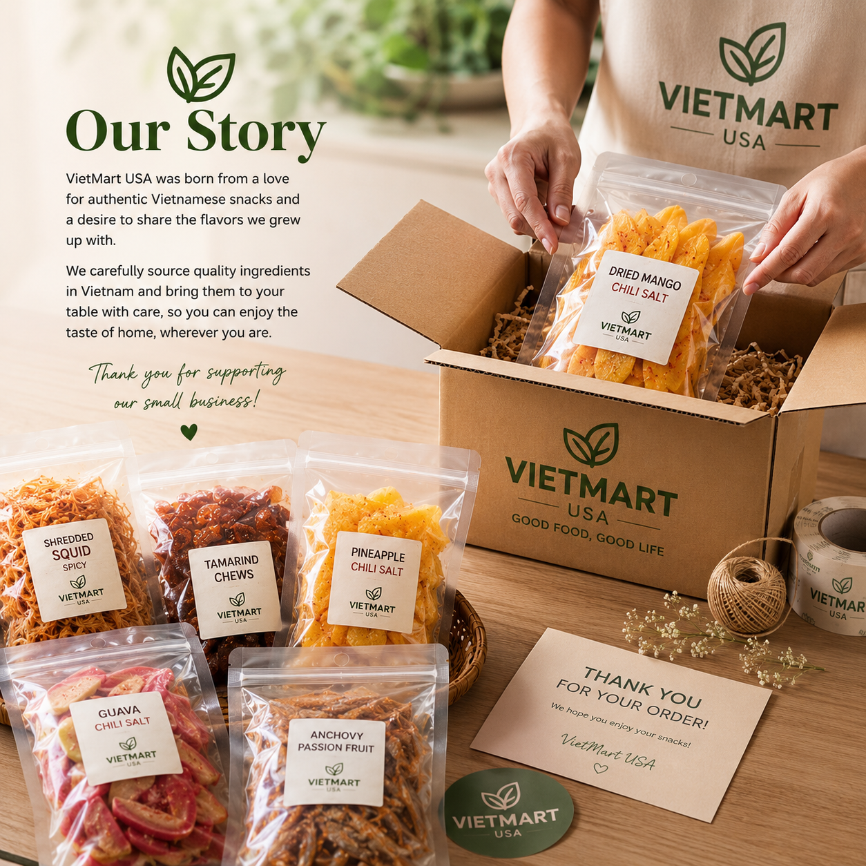 Vietnamese snacks carefully packed by VietMart USA