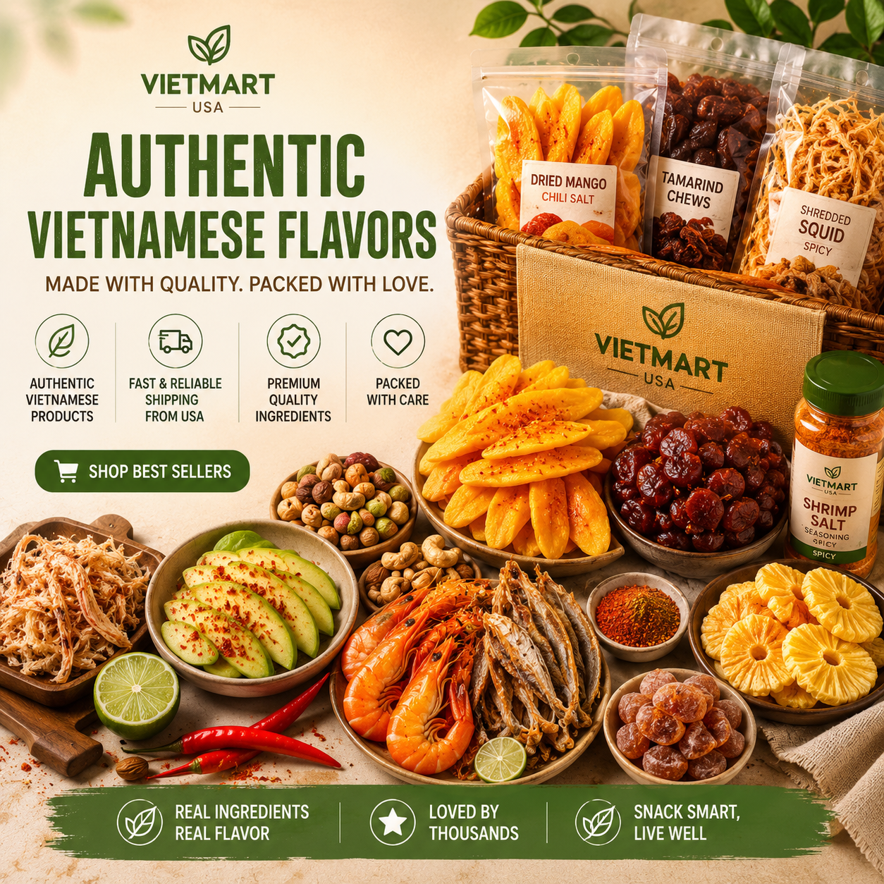 Authentic Vietnamese snacks from VietMart USA