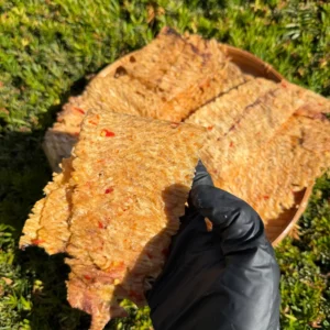 Close-up of Vietnamese Seasoned Pressed Dried Squid showing its chewy texture and savory seasoning