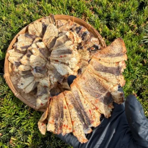 Close-up of Vietnamese Seasoned Dried Stingray showing tender chewy texture and authentic Vietnamese seasoning