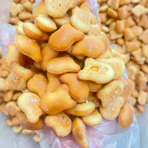 Close up of crispy Vietnamese Bear Cream Cookies
