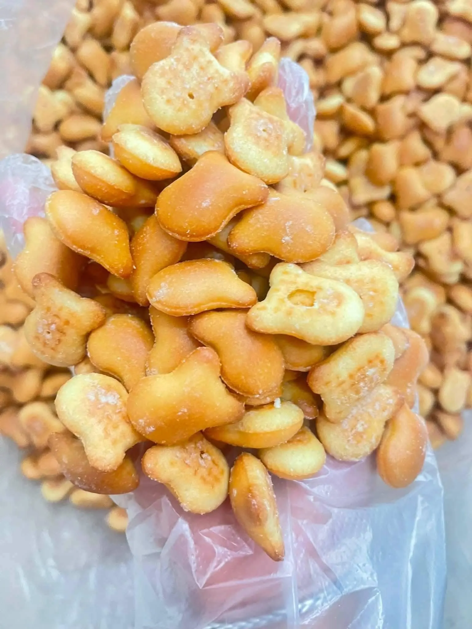 Close up of crispy Vietnamese Bear Cream Cookies