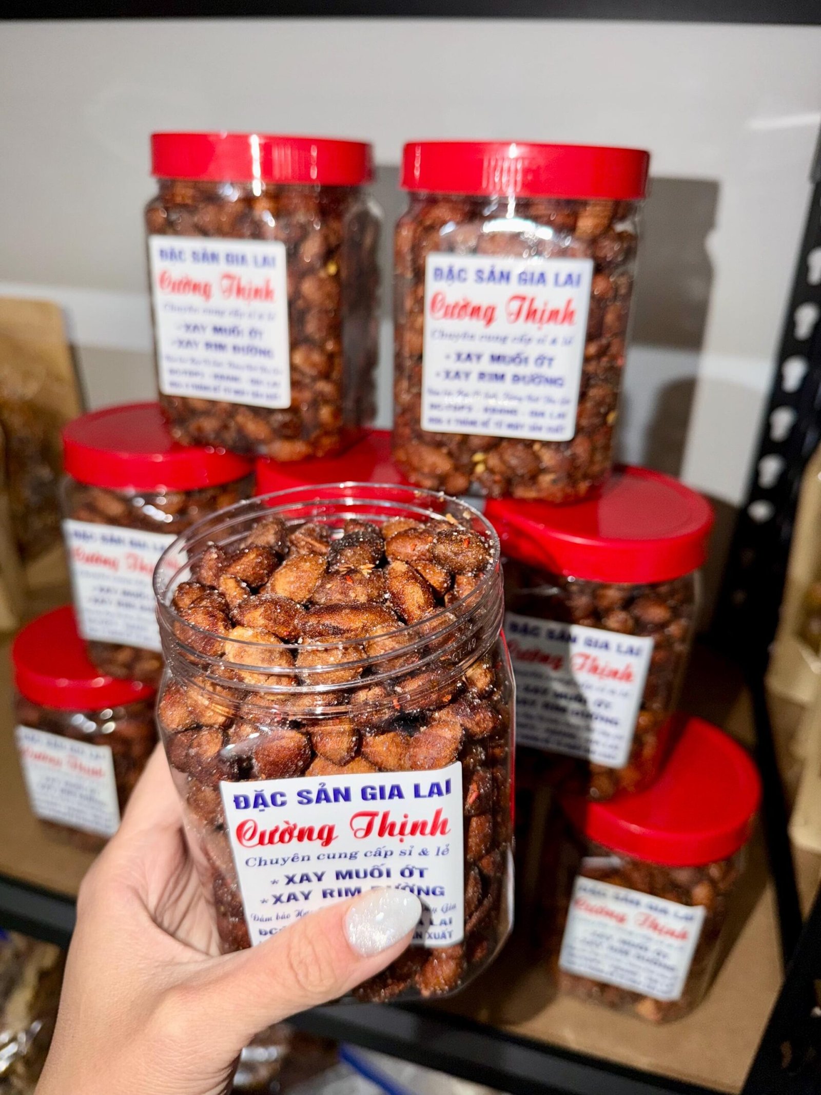 Close up of Vietnamese Xay Nhung with Chili Salt