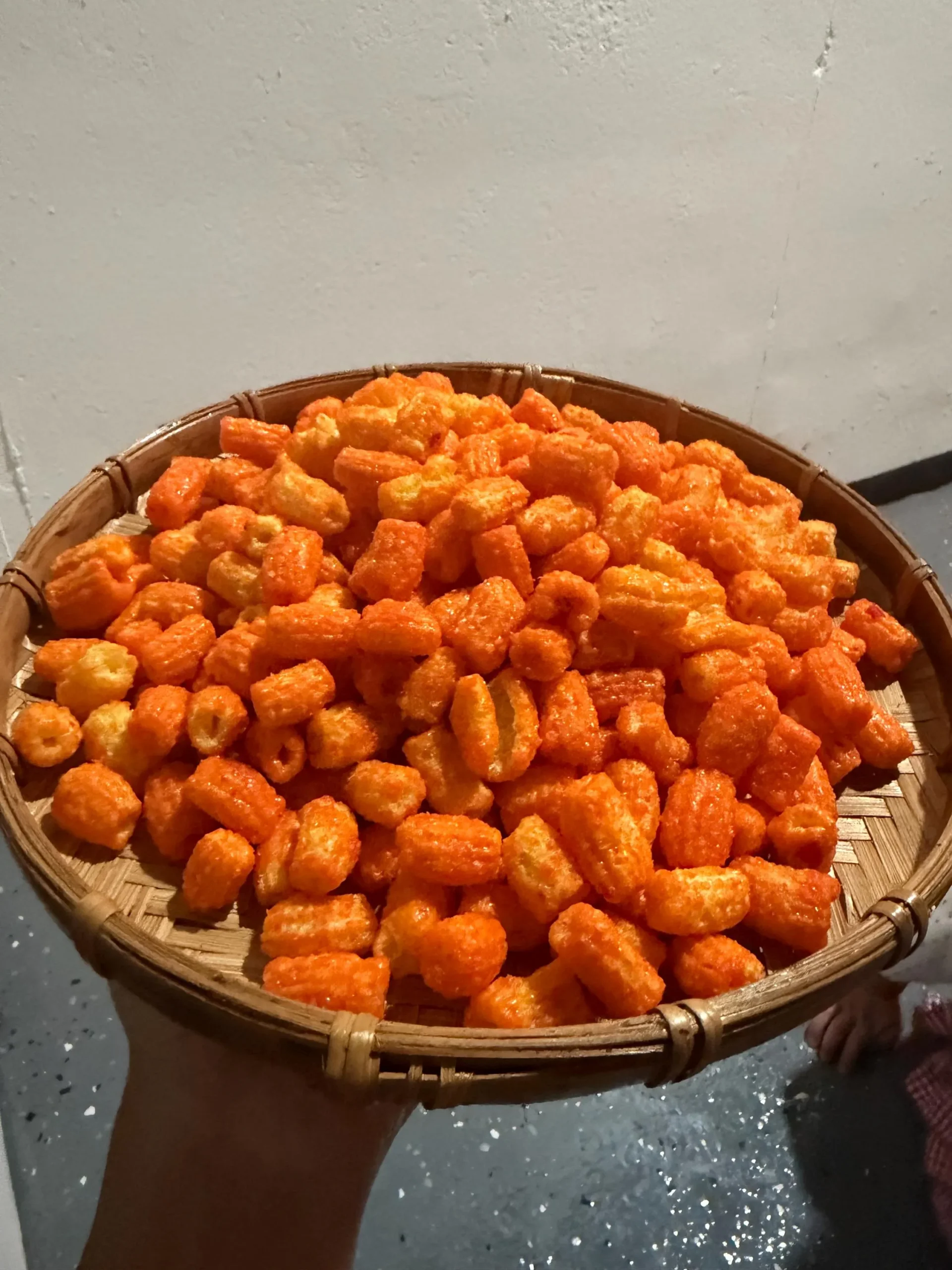 Close up of Vietnamese Crispy Macaroni Snack