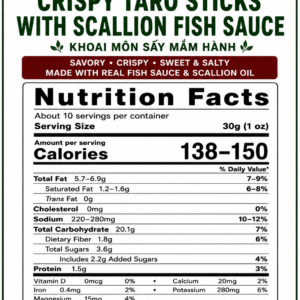 Vietnamese Crispy Taro Sticks Nutrition Facts