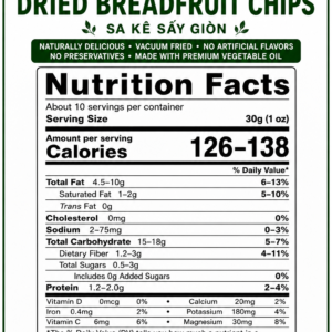 Nutrition Facts for Vietnamese Dried Breadfruit Chips