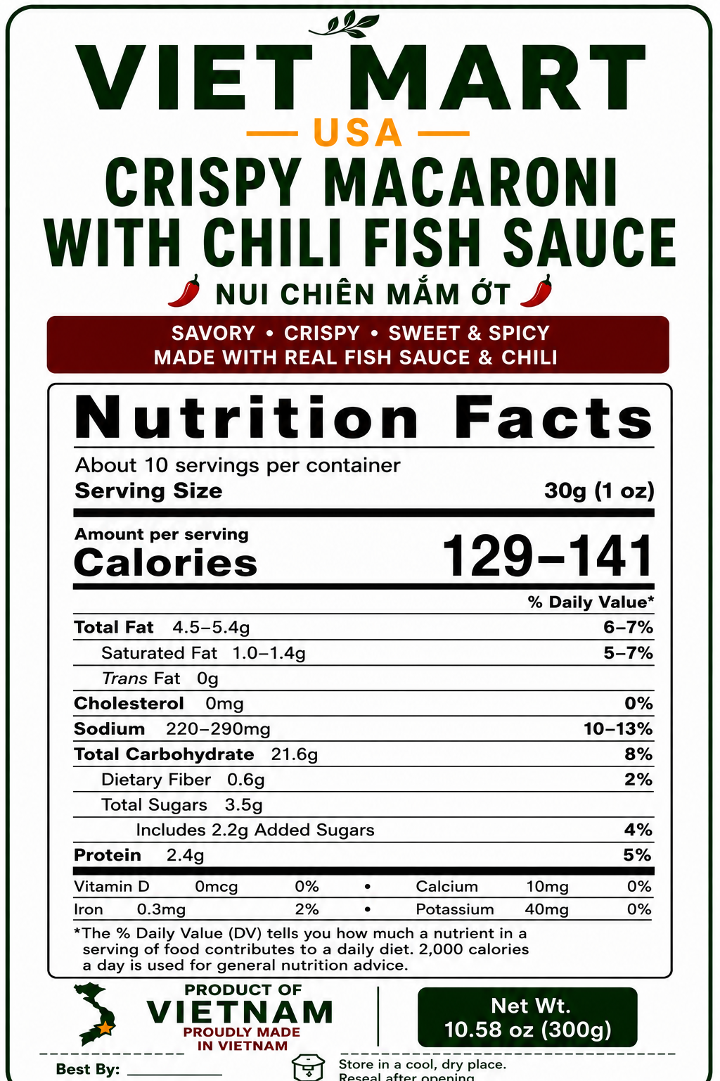 Vietnamese Crispy Macaroni Nutrition Facts