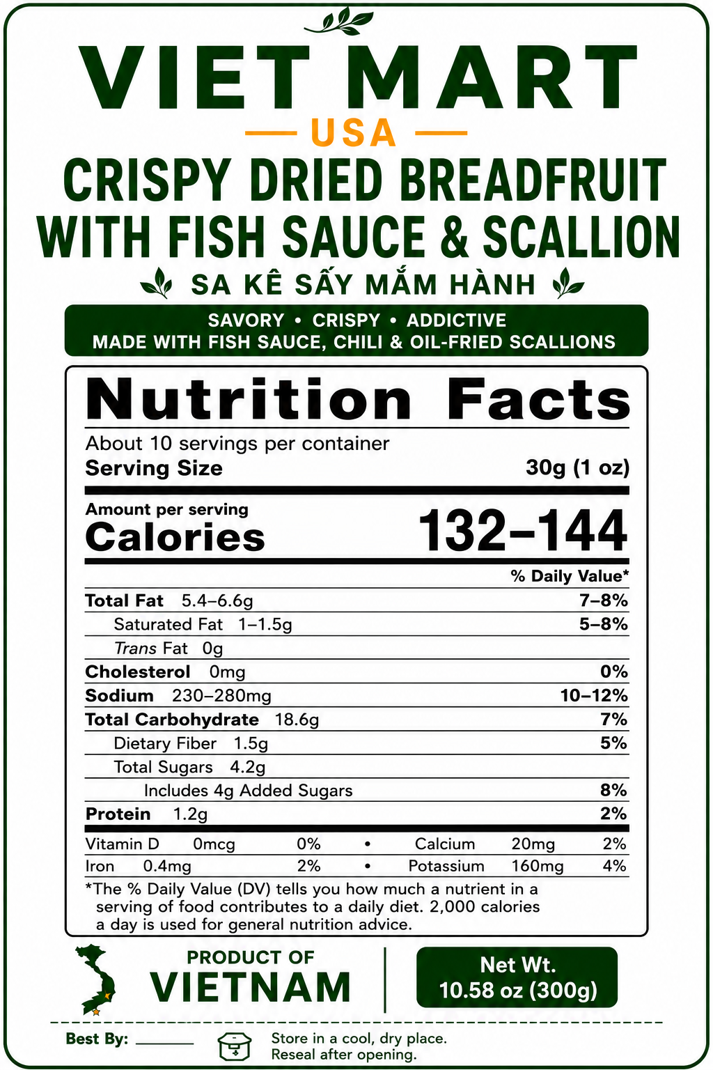 Vietnamese Savory Breadfruit Chips Nutrition Facts