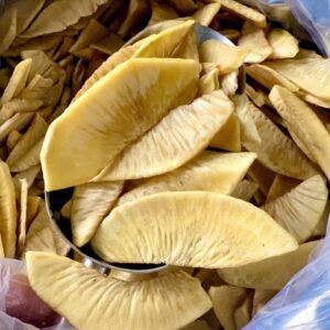 Crispy Vietnamese dried breadfruit chips close up