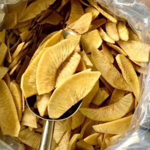Crispy Vietnamese dried breadfruit chips close up