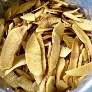Crispy Vietnamese dried breadfruit chips close up