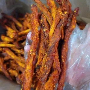 Close-up of Vietnamese Spicy Beef Strips with soft and chewy texture