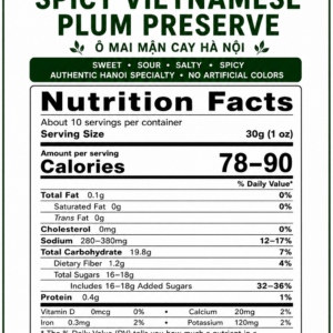 Spicy Vietnamese Plum Preserve Nutrition Facts Title:
